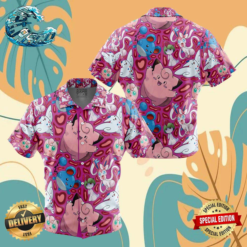 Fairy Type Pokemon Pokemon Button Up Anime Ape Hawaiian Shirt