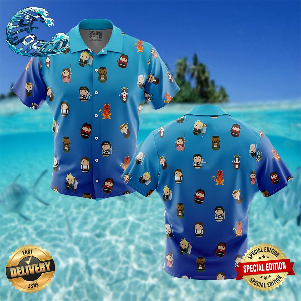 Final Fantasy 7 Pattern Button Up Hawaiian Shirt