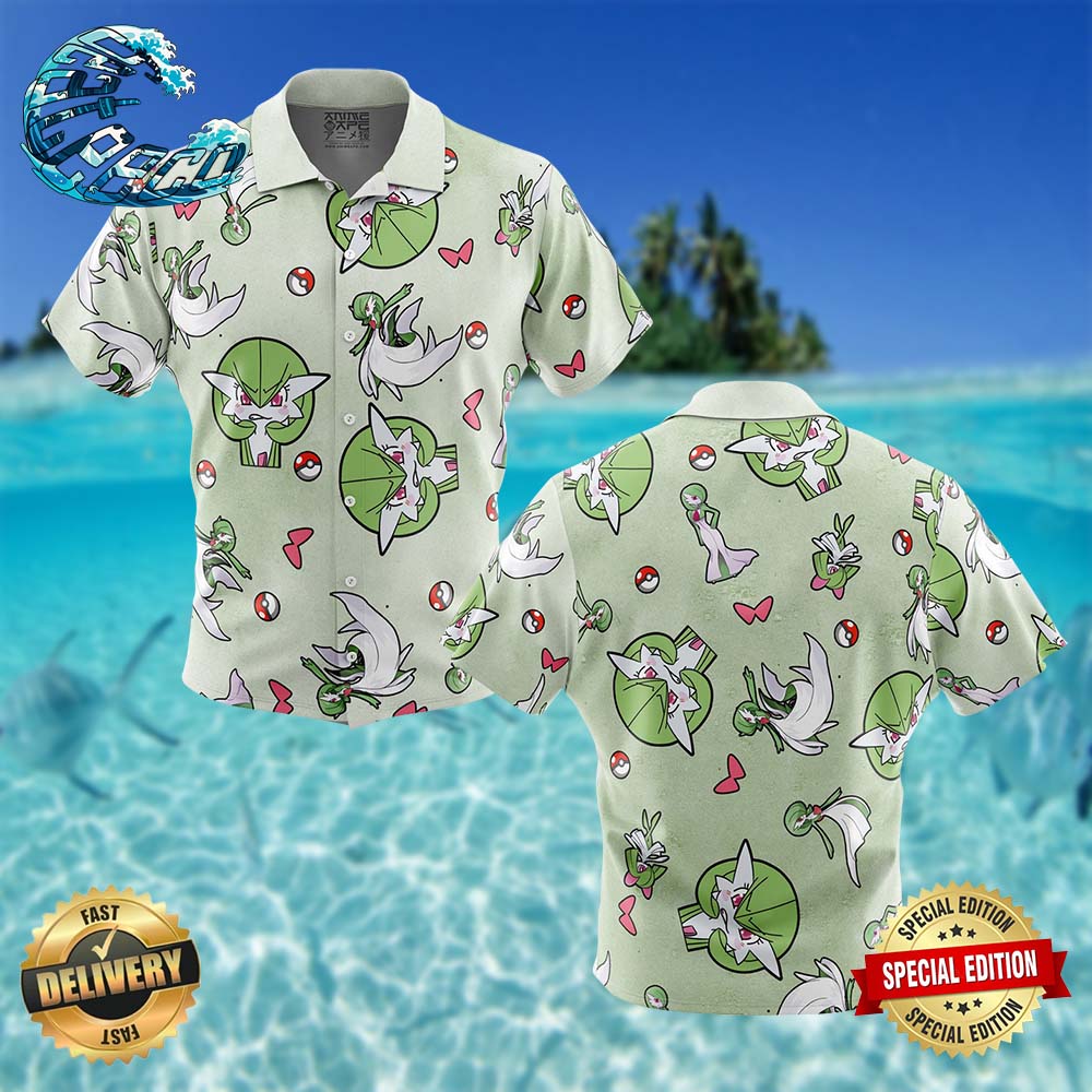 Gardevoir Pattern Pokemon Button Up Hawaiian Shirt