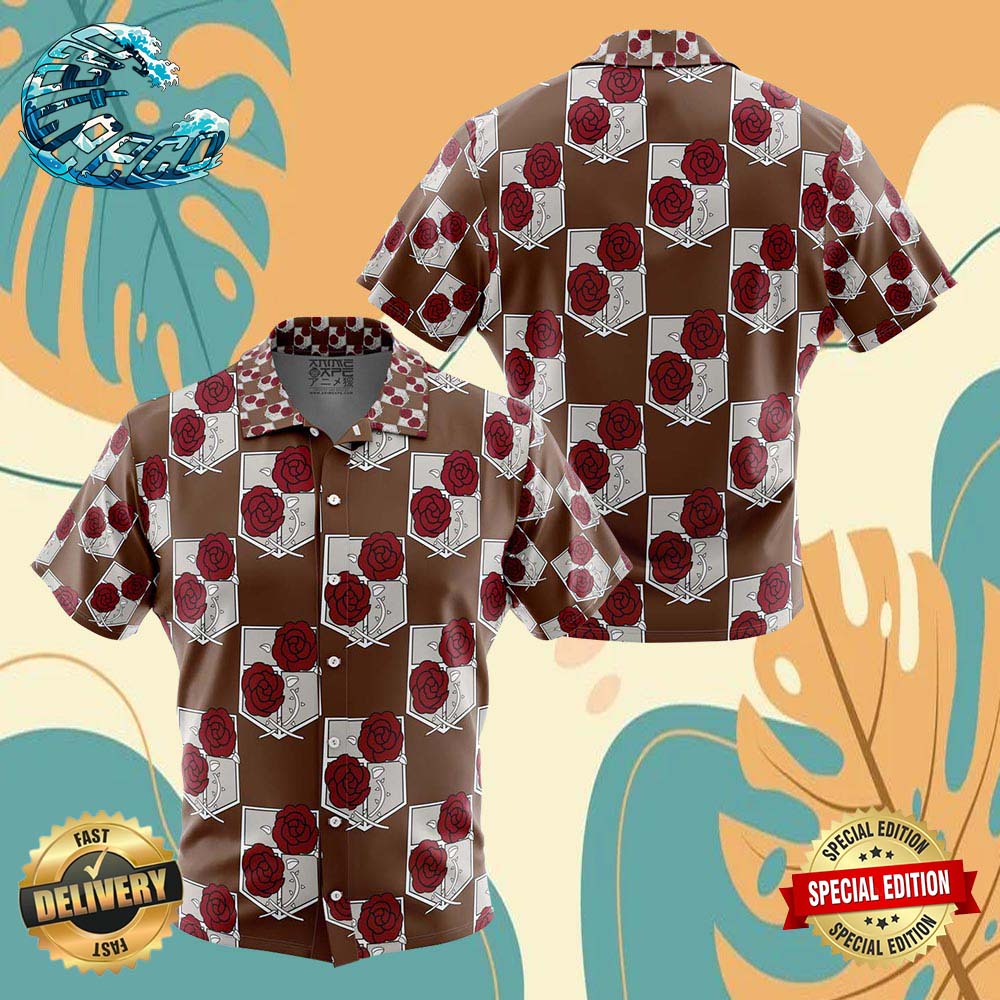 Garrison Attack on Titan Button Up Anime Ape Hawaiian Shirt