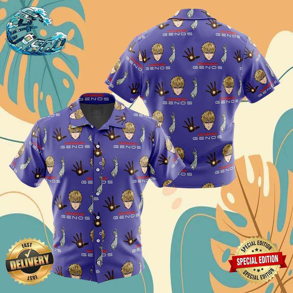 Genos One Punch Man Button Up Anime Ape Hawaiian Shirt