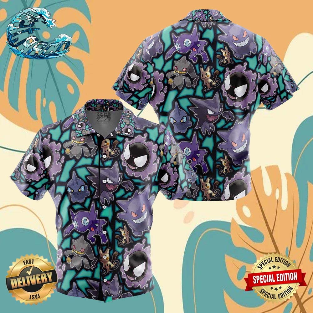 Ghost Type Pokemon Pokemon Button Up Anime Ape Hawaiian Shirt