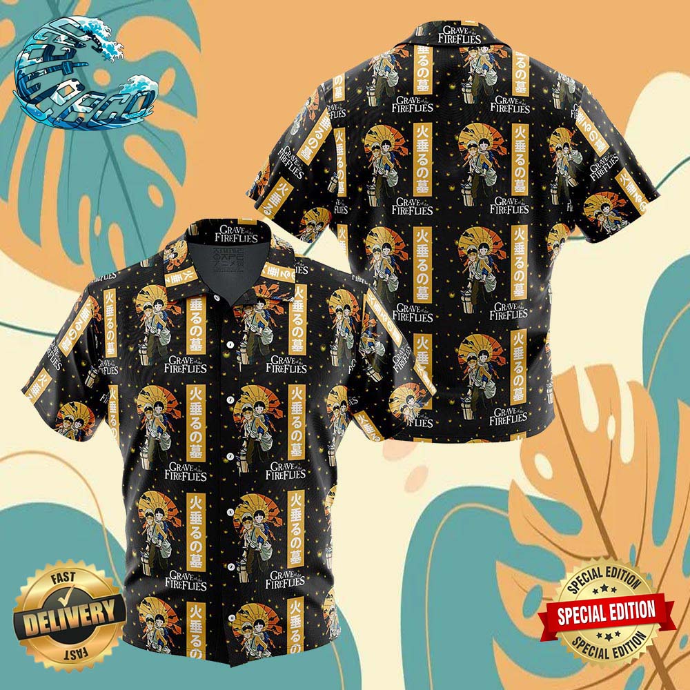 Grave of the Fireflies Studio Ghibli Button Up Anime Ape Hawaiian Shirt