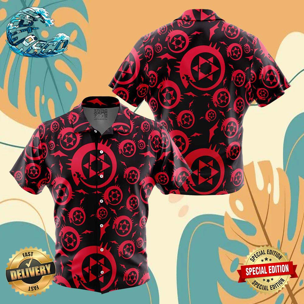 Homonculus Ouroboros Full Metal Alchemist Button Up Anime Ape Hawaiian Shirt