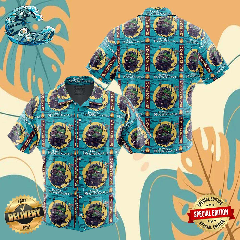 Howls Moving Castle Studio Ghibli Button Up Anime Ape Hawaiian Shirt