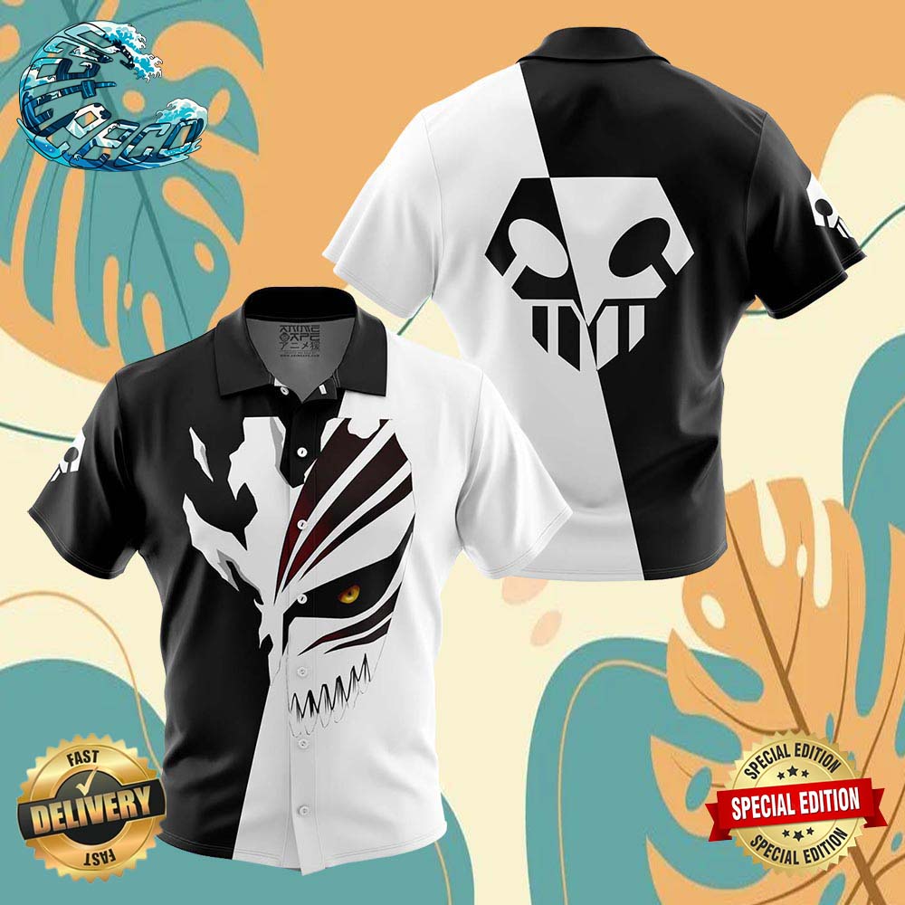 Ichigo Hollow Mask Bleach Button Up Anime Ape Hawaiian Shirt