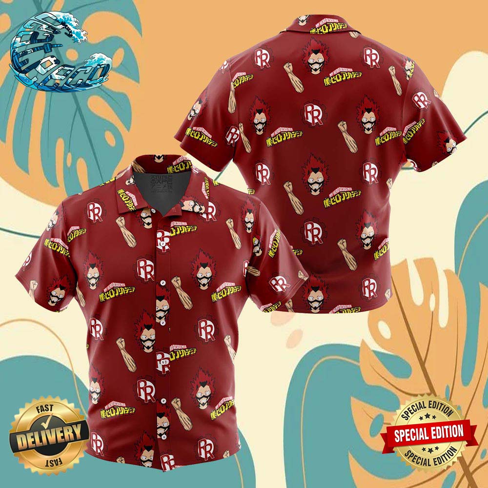 Kirishima Red Riot My Hero Academia Button Up Anime Ape Hawaiian Shirt