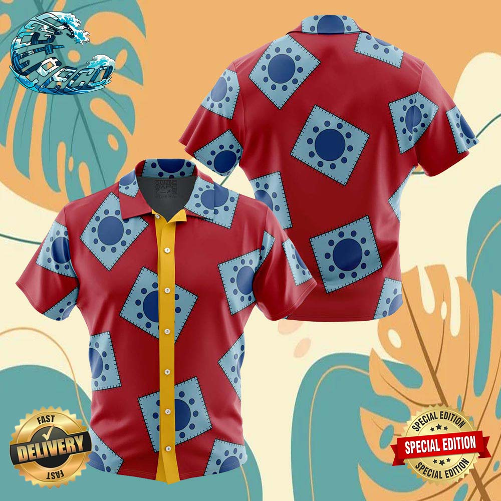 Luffy's Wano Pattern One Piece Button Up Anime Ape Hawaiian Shirt