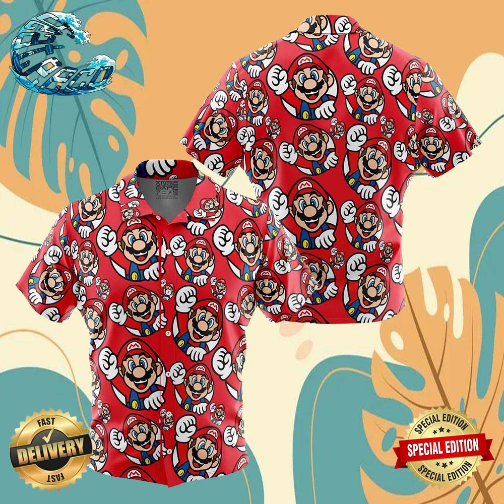 Mario Super Mario Button Up Anime Ape Hawaiian Shirt