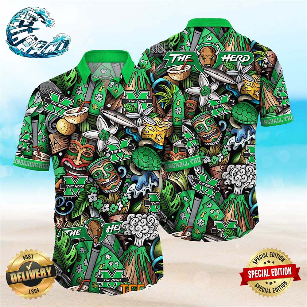 Marshall Thundering Herd NCAA Mens Floral Special Design Hawaiian Shirt