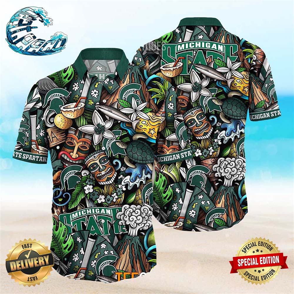 Michigan State Spartans NCAA Mens Floral Special Design Hawaiian Shirt