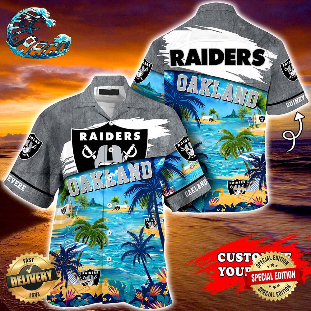 Oakland Raiders NFL Personalized Hawaiian Shirt Beach Shorts