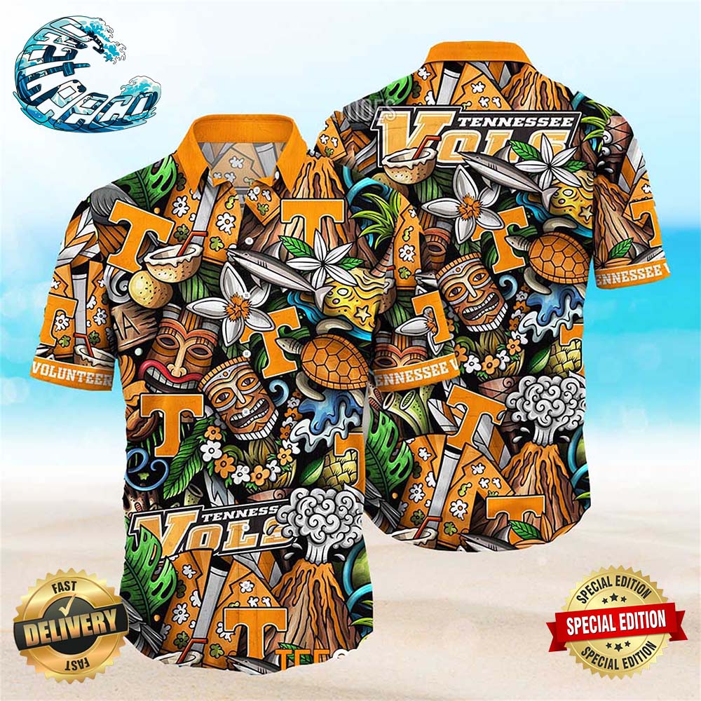 Tennessee Volunteers NCAA Mens Floral Button Up Hawaiian Shirt