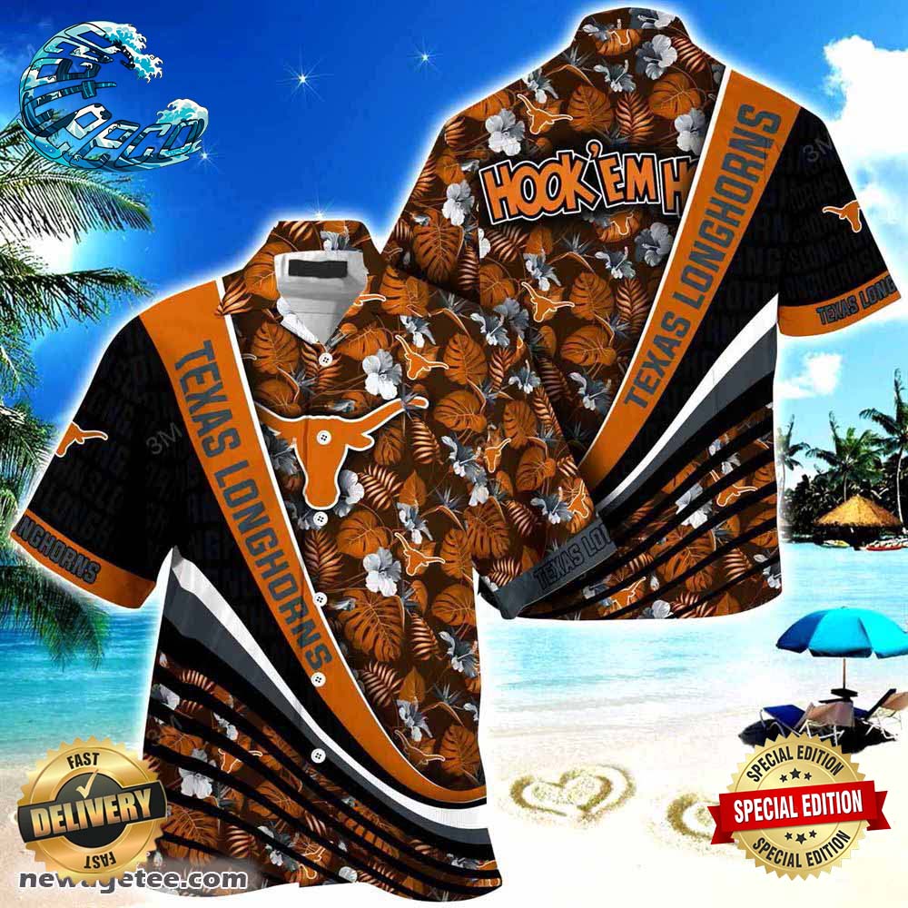 Texas Longhorns Summer Beach Hawaiian Shirt With Tropical Flower Pattern