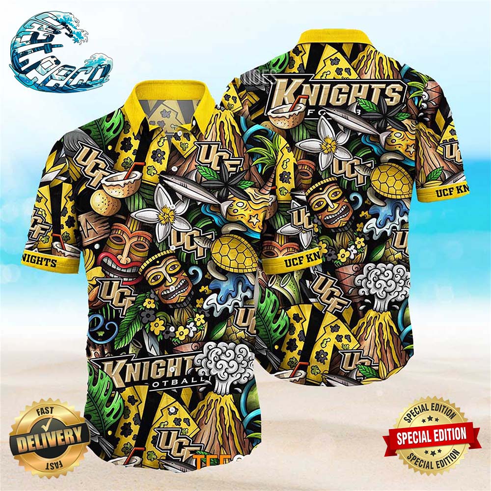 UCF Knights NCAA Mens Floral Button Up Hawaiian Shirt