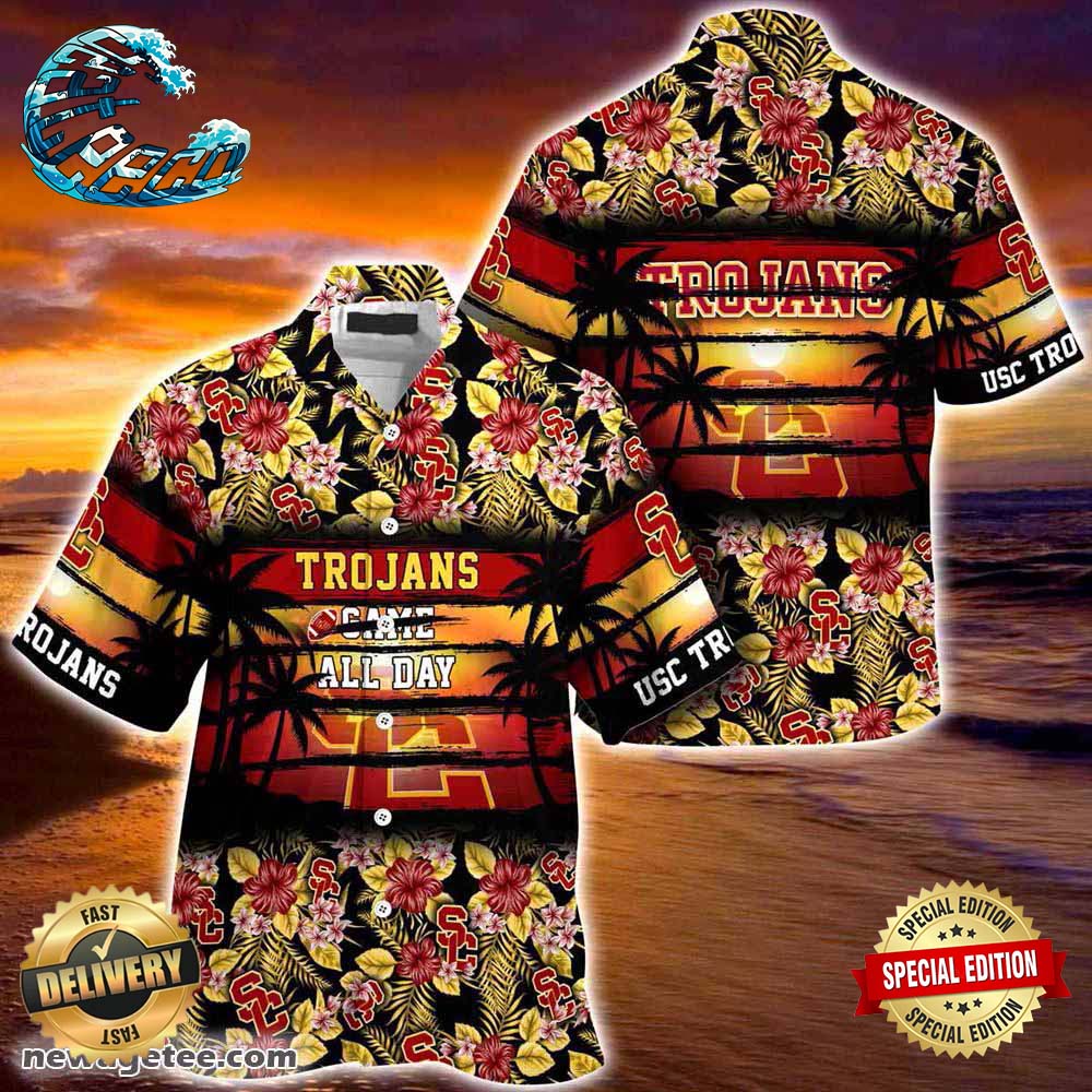 Usc Trojans Summer Beach Hawaiian Shirt Hibiscus Pattern For Sports Fan