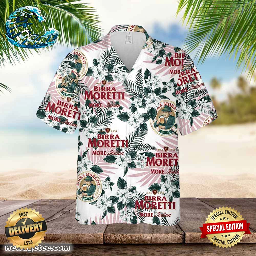 Birra Moretti Hawaiian Flowers Pattern Shirt Hawaiian Beer