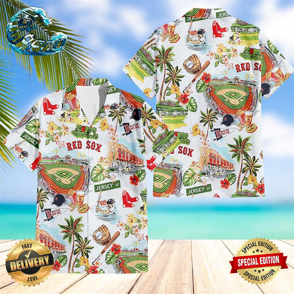 Boston Red Sox Scenic Hawaiian Shirt Beach Shorts