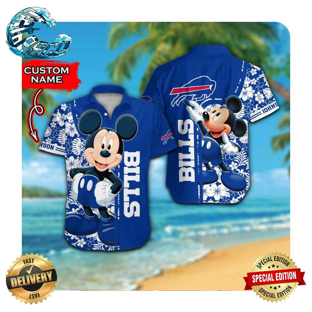 Buffalo Bills And Mickey Mouse Custom Name Hawaii Shirt Summer Button Up Shirt For Men Women