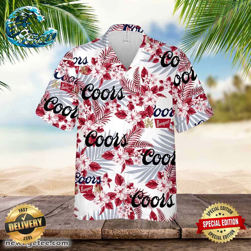 Coors Banquet Hawaiian Flowers Pattern Shirt Hawaiian Beer