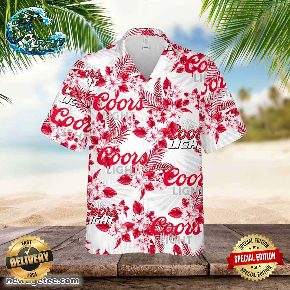 Coors Light Hawaiian Flowers Pattern Shirt Hawaiian Beer