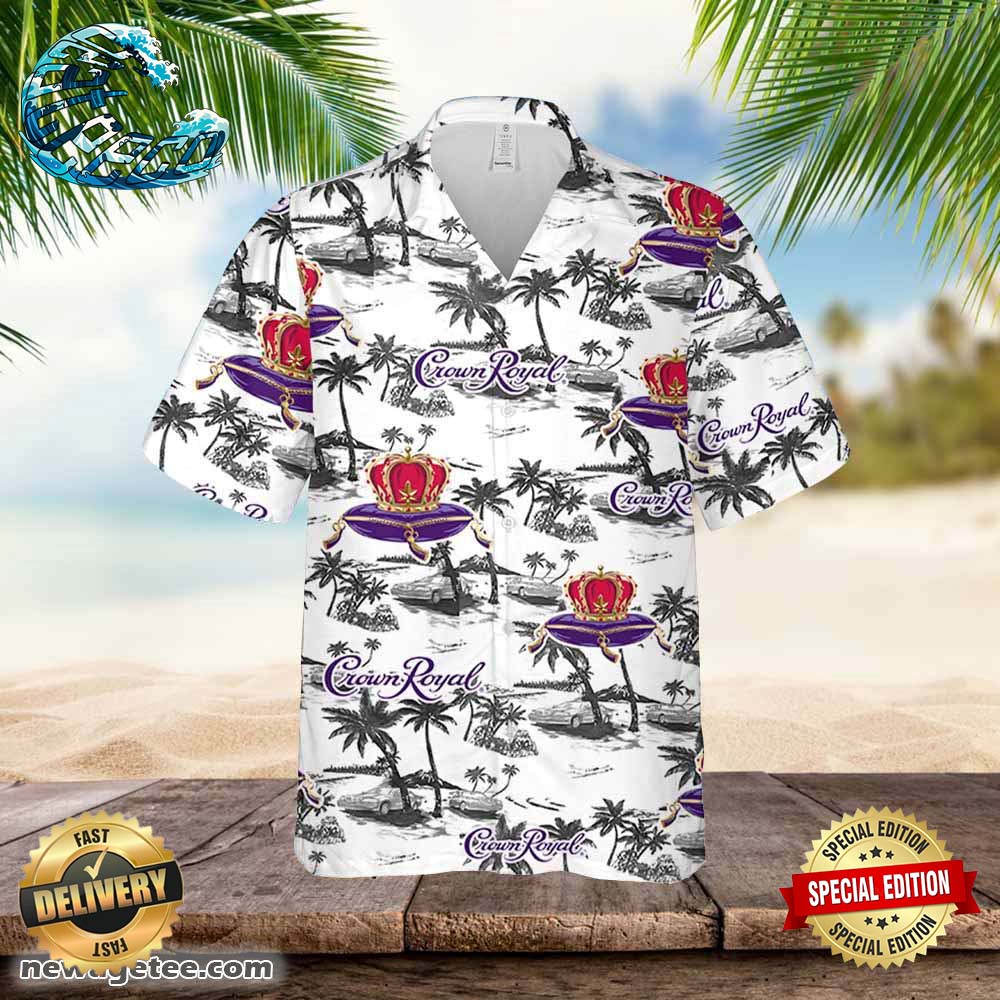 Crown Royal Hawaiian Sea Island Pattern Shirt Hawaii Beer