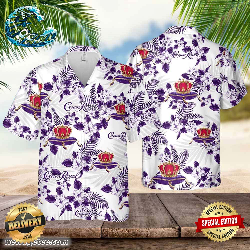 Crown Royal Whiskey Hawaiian Flowers Pattern Shirt Hawaii