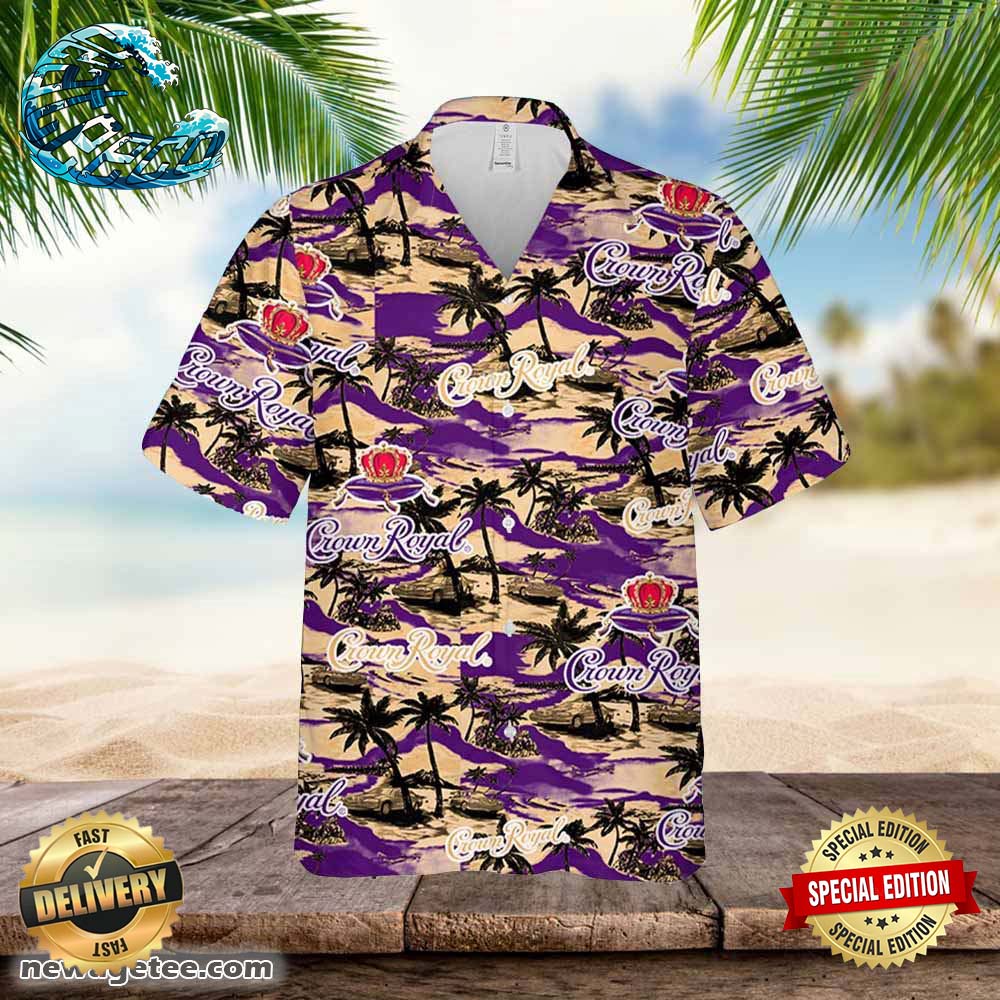 Crown Royal Whiskey Hawaiian Sea Island Pattern Shirt Hawaii