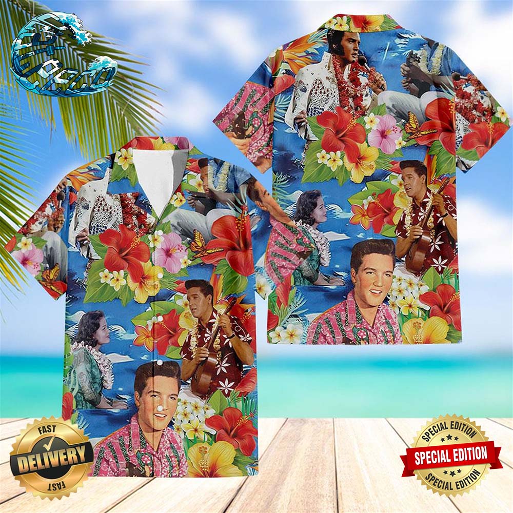 Elvis Presley Colorful Hawaiian Shirt Beach Shorts