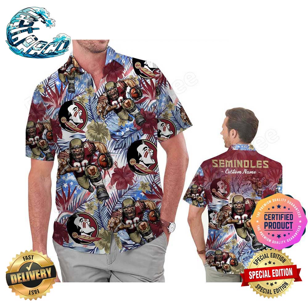 Florida State Seminoles Parrot Floral Tropical Aloha Hawaiian Shirt, Beach Shorts Custom Name For Men Women