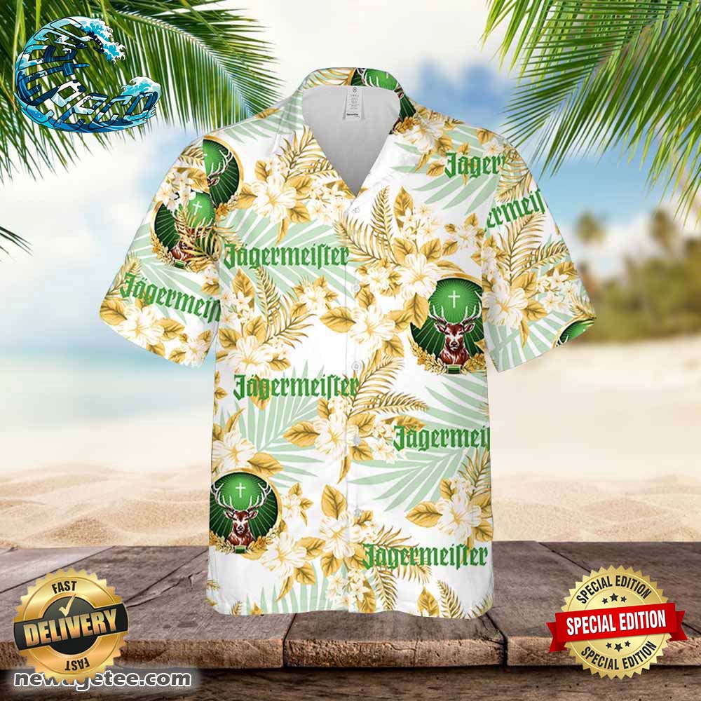 Jagermeister Hawaiian Flowers Pattern Shirt Hawaiian Beer