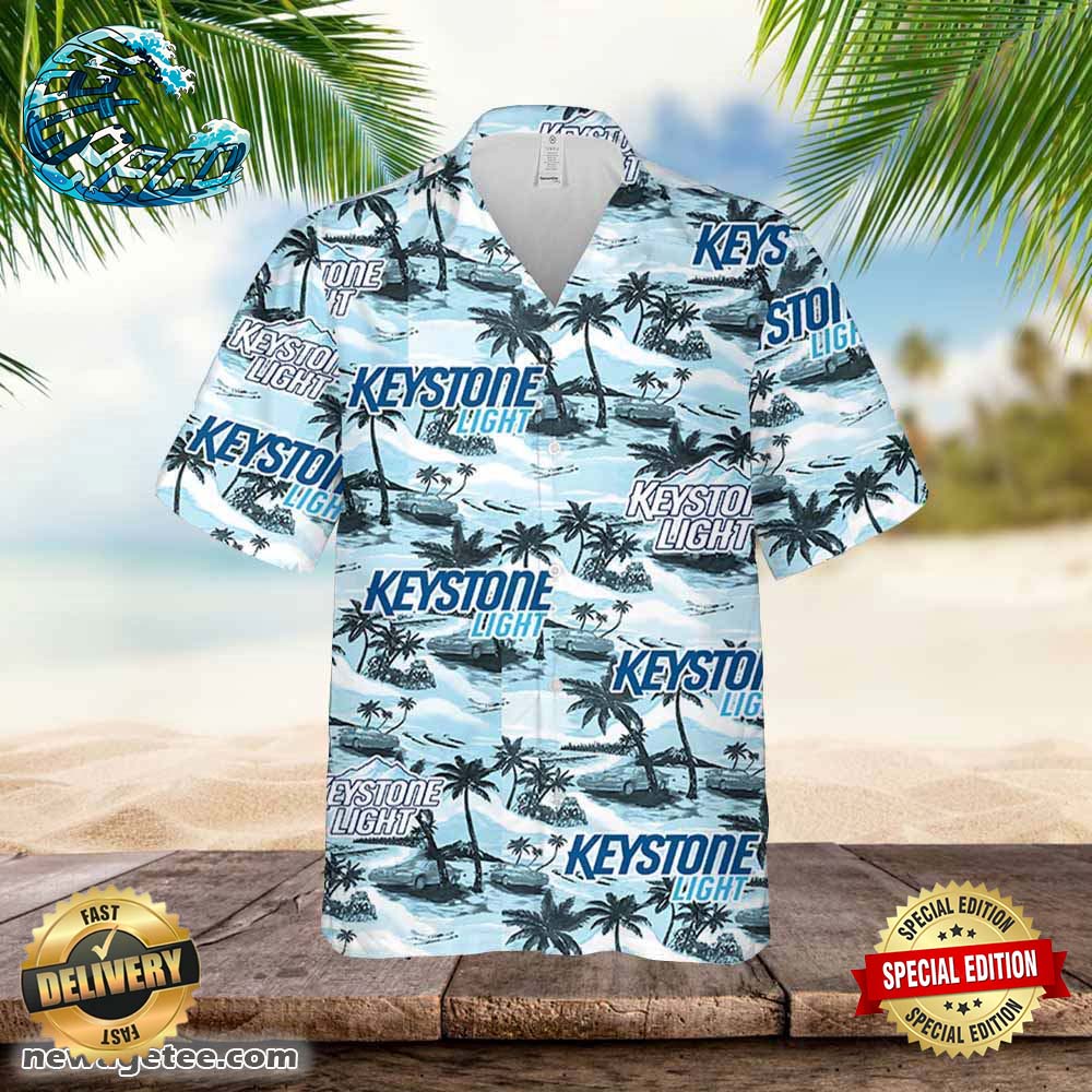 Keystone Light Hawaiian Sea Island Pattern Hawaiian Shirt