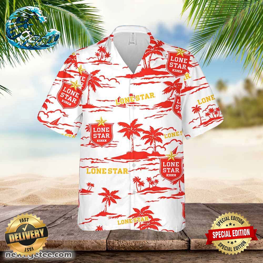 Lone Star Hawaiian Button Up Shirt Island Palm Leaves Loves