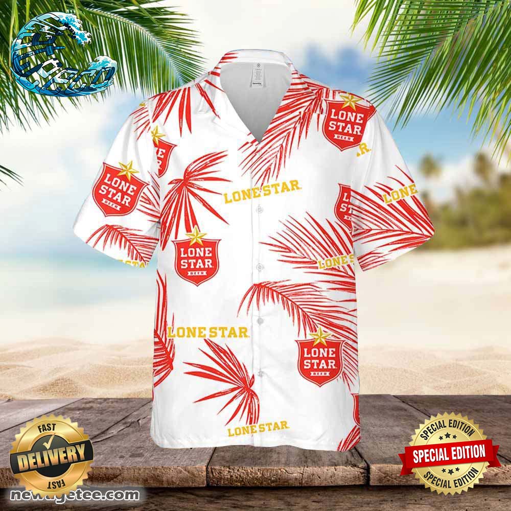 Lone Star Hawaiian Button Up Shirt Palm Leaves Pattern