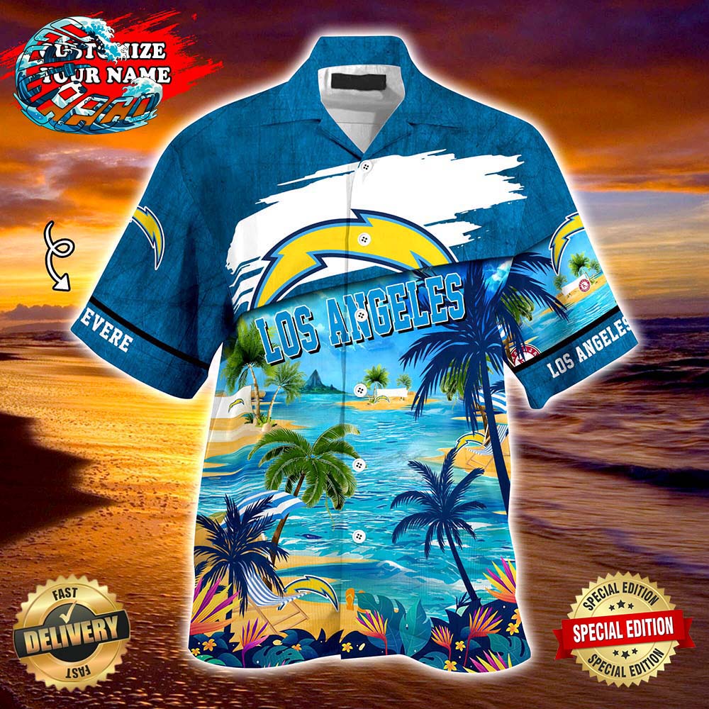 Los Angeles Chargers NFL Personalized Hawaiian Shirt Beach Shorts