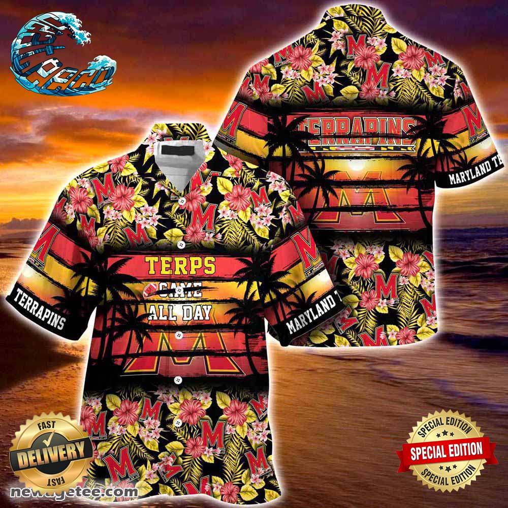 Maryland Terrapins Summer Beach Hawaiian Shirt Hibiscus Pattern For Sports Fan