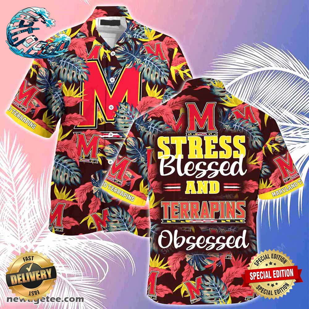 Maryland Terrapins Summer Beach Hawaiian Shirt Stress Blessed Obsessed