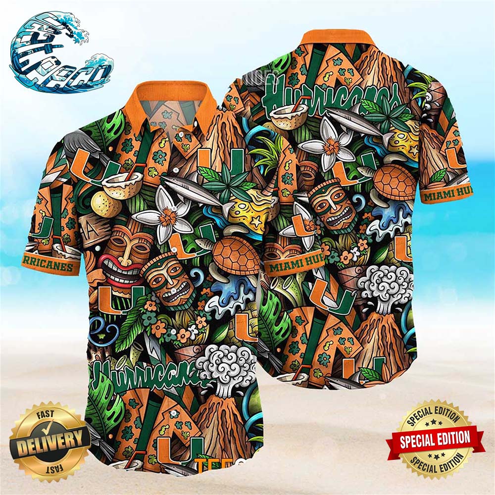 Miami Hurricanes Ncaa Mens Floral Special Design Hawaiian Shirt