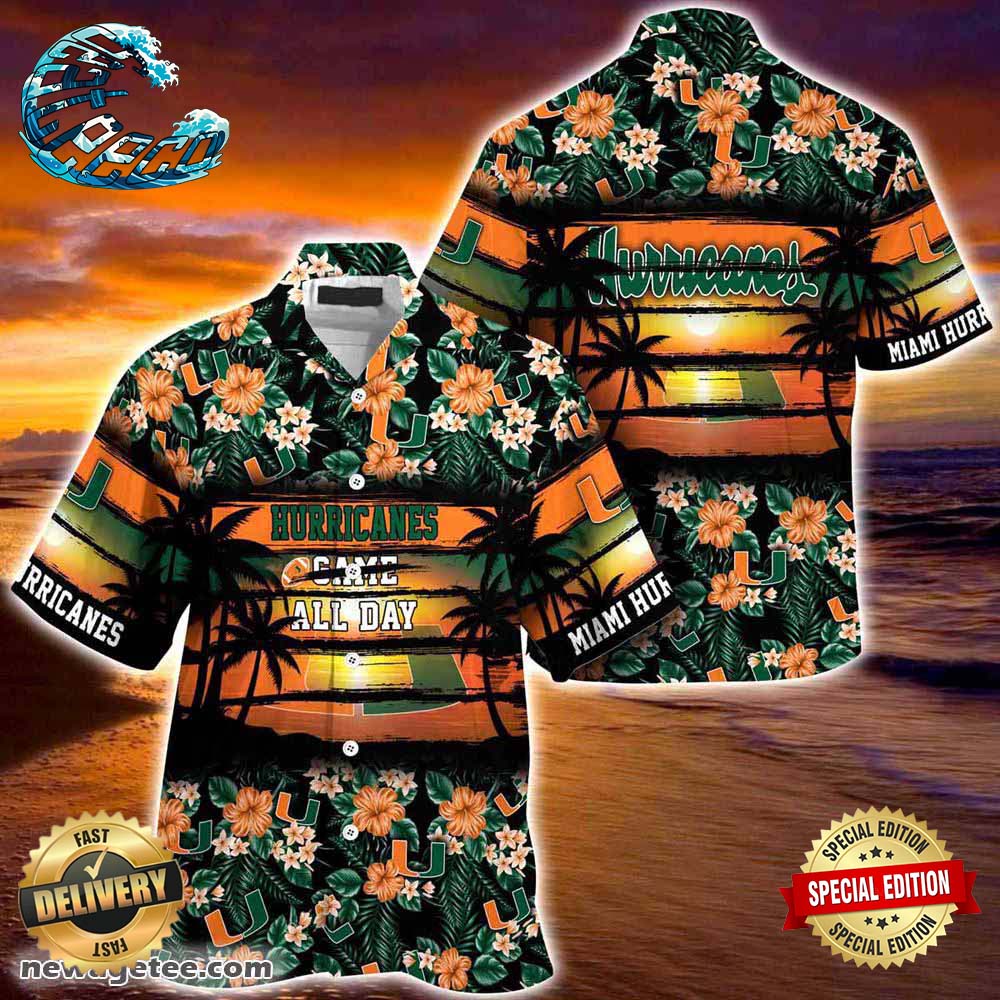 Miami Hurricanes Summer Beach Hawaiian Shirt Hibiscus Pattern For Sports Fan