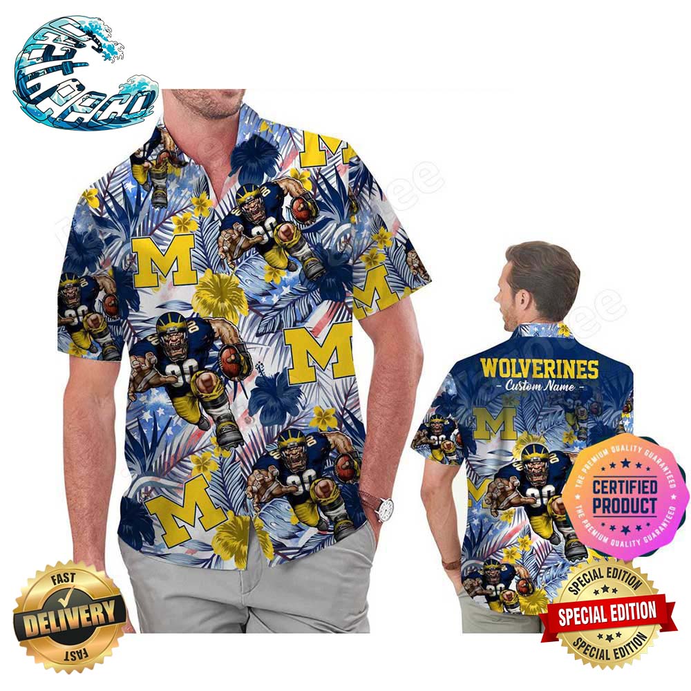 Michigan Wolverines Coconut Aloha Hawaiian Shirt Beach Shorts Custom Name For Men Women