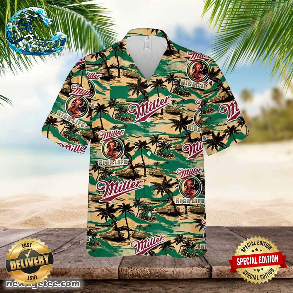 Miller High Life Hawaiian Sea Island Pattern Shirt Hawaii