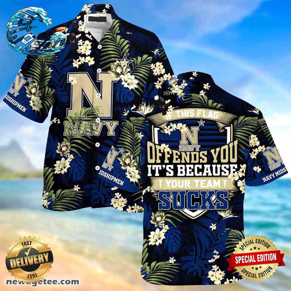 Navy Midshipmen Summer Beach Hawaiian Shirt This Flag Offends You