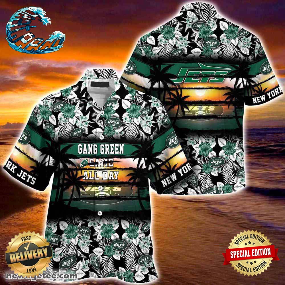 New York Jets Nfl Summer Beach Hawaiian Shirt Hibiscus Pattern For Sports Fan