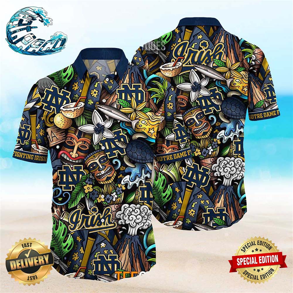 Notre Dame Fighting Irish Ncaa Mens Floral Special Design Hawaiian Shirt