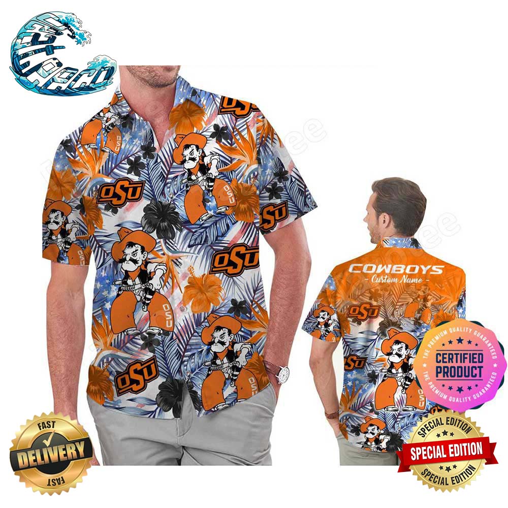 Oklahoma State Cowboys Coconut Aloha Hawaiian Shirt Beach Shorts Custom Name For Men Women