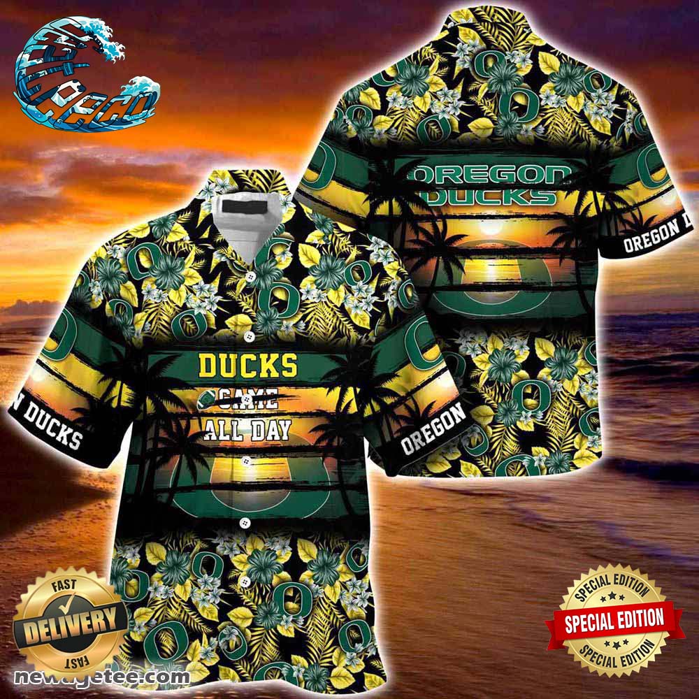 Oregon Ducks Summer Beach Hawaiian Shirt Hibiscus Pattern For Sports Fan