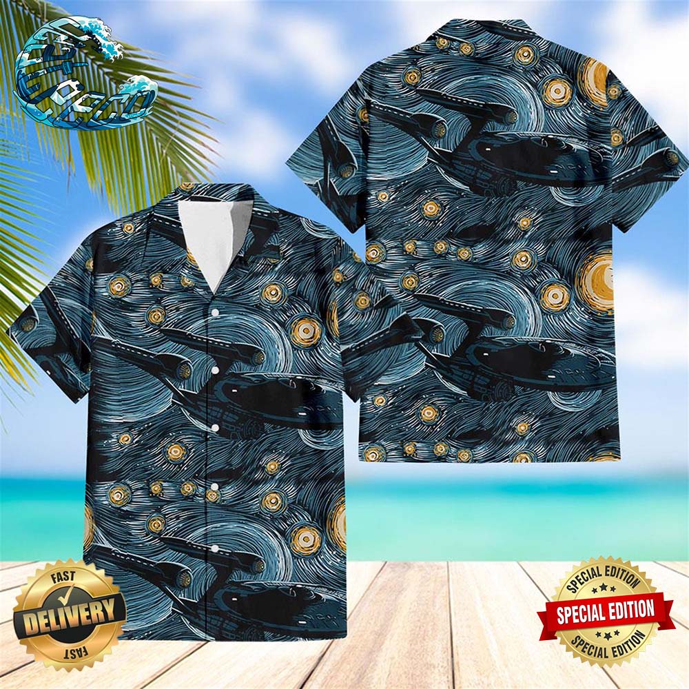 Star Trek Spaceship Star Wars Starry Night Hawaiian Shirt