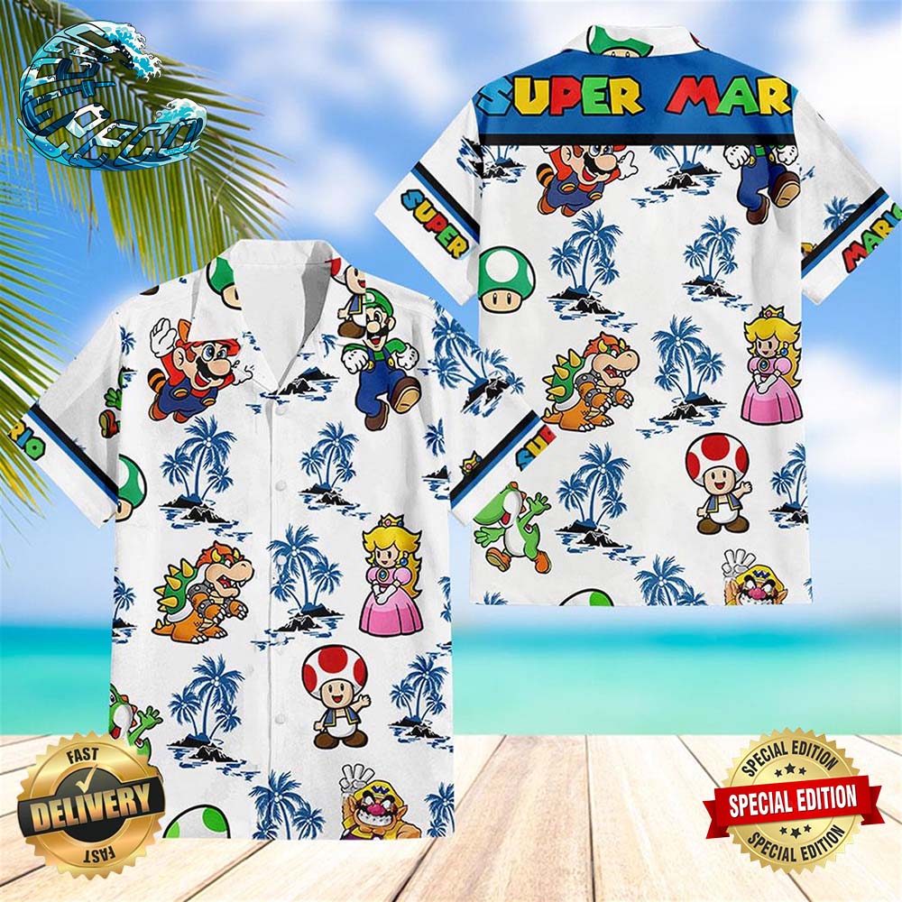 Super Mario Palm Tree Hawaiian Shirt