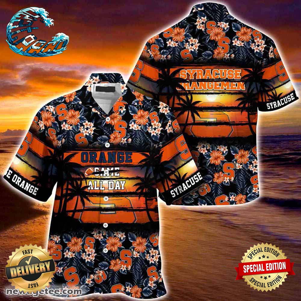 Syracuse Orange Summer Beach Hawaiian Shirt Hibiscus Pattern For Sports Fan