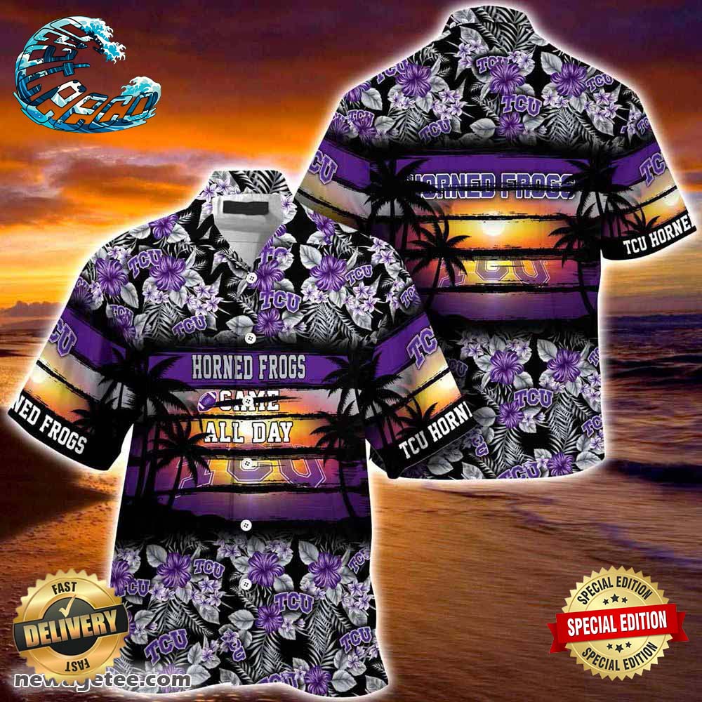 TCU Horned Frogs Summer Beach Hawaiian Shirt Hibiscus Pattern For Sports Fan